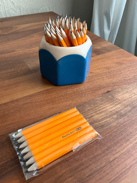 7 half length orange pencils